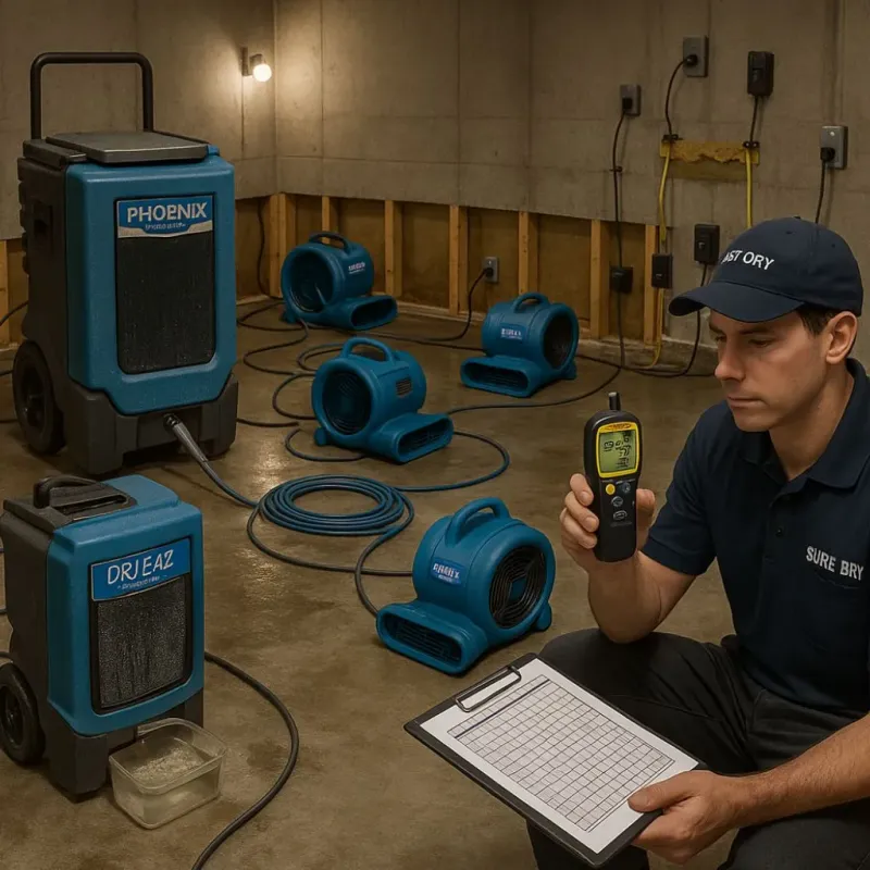 Structural Drying and Dehumidification process in Baxter, IA